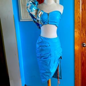 Stunning Blue House of CB ( style of CB) 2 piece skirt and top Ensemble.